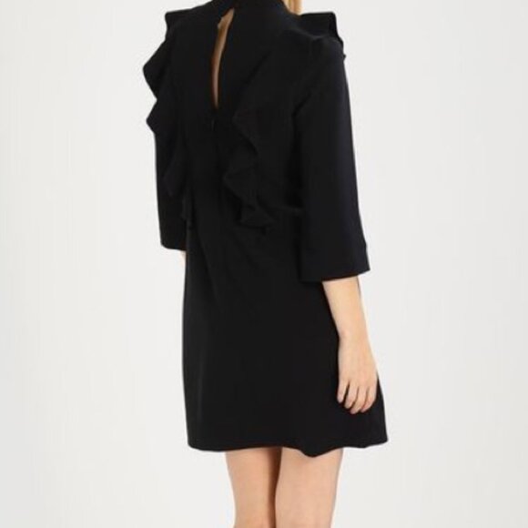 Banana Republic Ruffle Bi-Stretch Dress in Black, size 10 - Picture 7 of 9